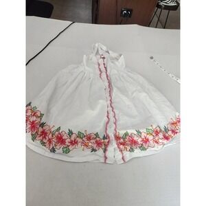 Tommy Bahama Girls White Floral Dress Hibiscus Pink Trim Size 4T‎